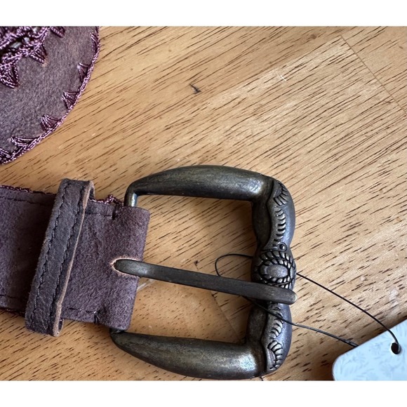Free People Patchwork Suede Crochet Whipstitch Belt Brown Purple Size M/L main image 8
